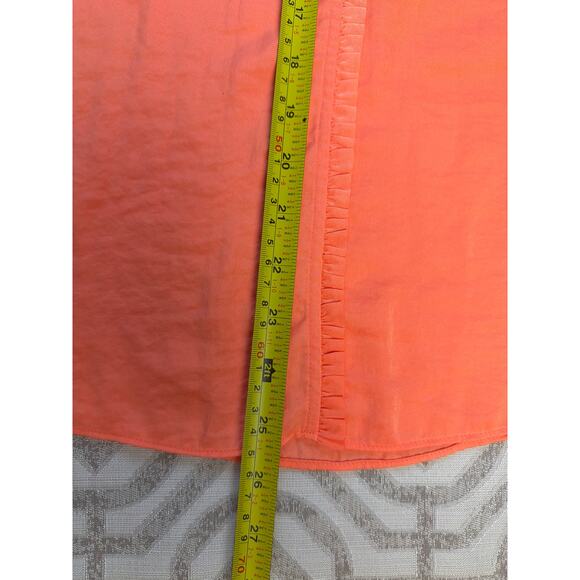 Chico’s Orange V-Neck Button-Up Top 3/4 Sleeve Ruffle Trim Blouse Women’s L - Picture 7 of 8